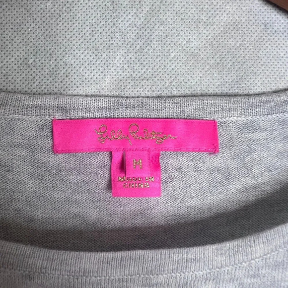 Lilly Pulitzer Charla Sweater CoolMax Heathered Crew Light Gray Size Medium - Picture 6 of 9